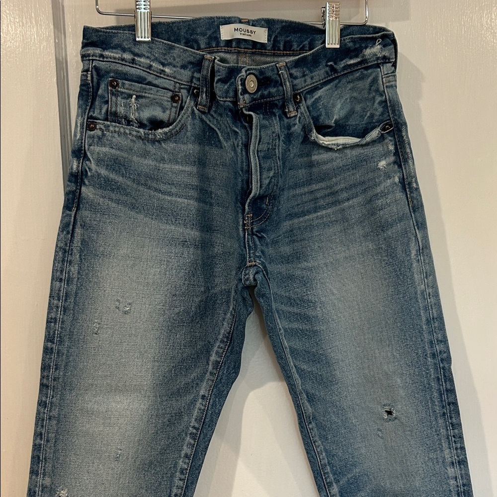 Moussy Women’s Washed Blue Slim Straight Jeans